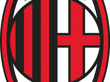 Il logo ovale iconico dell ac milan con strisce verticali rosse e nere e croce bianca a destra nella collezione ac milan