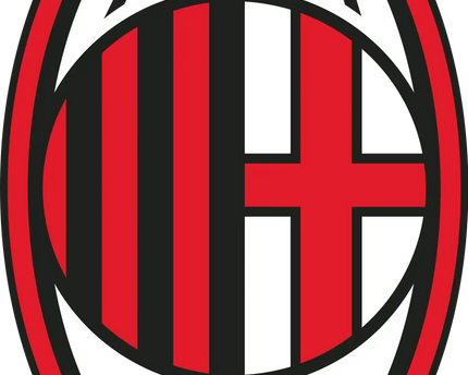 Il logo ovale iconico dell ac milan con strisce verticali rosse e nere e croce bianca a destra nella collezione ac milan