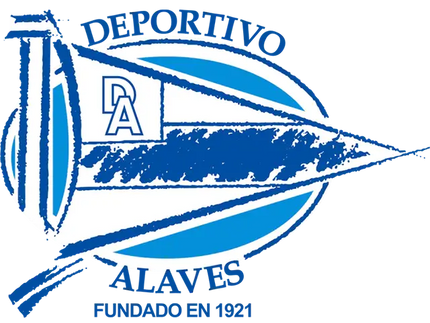 Logo azul e bianco del deportivo alavés con una barca stilizzata e le lettere da sulla vela nella collezione alavés