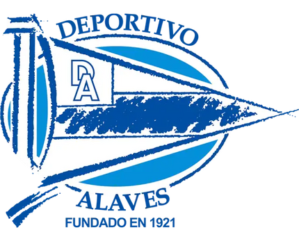 Logo azul e bianco del deportivo alavés con una barca stilizzata e le lettere da sulla vela nella collezione alavés