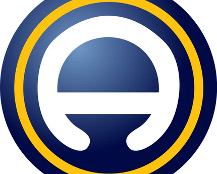 Logo circolare blu e giallo con lettera e bianca stilizzata in collezione allsvenskan