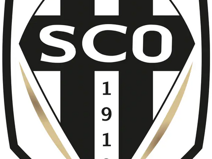 Lo stemma ufficiale di angers sco con scudo bianco e nero e dettagli dorati nella collezione angers