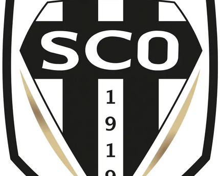 Lo stemma ufficiale di angers sco con scudo bianco e nero e dettagli dorati nella collezione angers