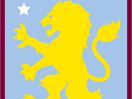 Lo stemma ufficiale dell aston villa football club con leone rampante giallo su scudo azzurro bordi e lettere granata