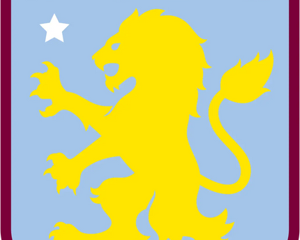 Lo stemma ufficiale dell aston villa football club con leone rampante giallo su scudo azzurro bordi e lettere granata