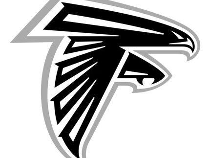 Logo stilizzato testa di falco atlanta falcons nero e argento con design angolare affilato