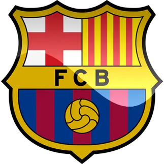 Emblema del barcelona con scudo a croci rosse e bianche, strisce gialle, strisce verticali blu e rosse e pallone da calcio dorato