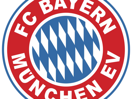 Il logo ufficiale del fc bayern munich con design circolare rosso e blu e scritte bianche nella collezione bayern monaco