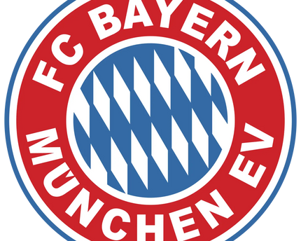 Il logo ufficiale del fc bayern munich con design circolare rosso e blu e scritte bianche nella collezione bayern monaco