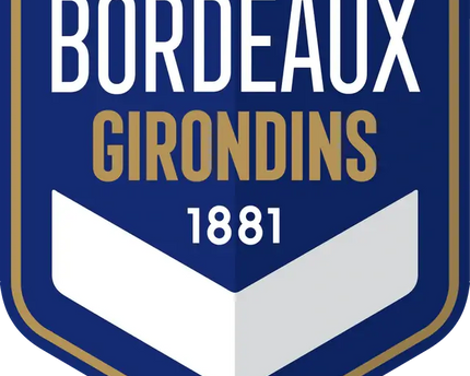Il crest ufficiale del club di calcio bordeaux girondins con scudo blu navy e rifiniture dorate nella collezione bordeaux.