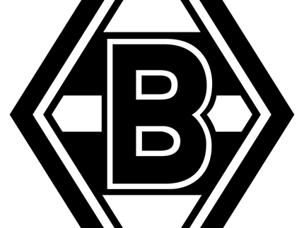 Emblema rombo bianco e nero con lettera b stilizzata bold al centro nella collezione borussia monchengladbach