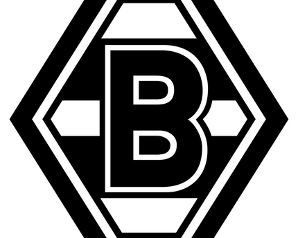 Emblema rombo bianco e nero con lettera b stilizzata bold al centro nella collezione borussia monchengladbach
