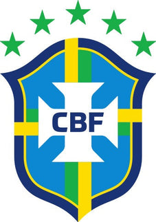 Lo stemma ufficiale della confederazione brasiliana di calcio con scudo blu, strisce verdi e gialle e cinque stelle verdi.