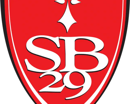 Logo rosso a forma di scudo con scritta bianca sb 29 e trifoglio stilizzato sopra anno 1950 sotto collezione brest
