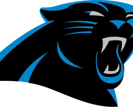 Logo carolina panthers con pantera nera ruggente contorni e dettagli blu per squadra nfl carolina panthers