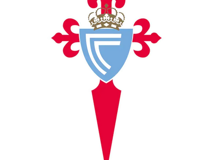 L’emblema celtavigo presenta una croce stilizzata rossa e blu con corona e motivi fleur-de-lis