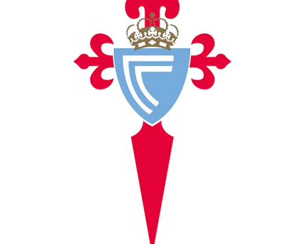 L’emblema celtavigo presenta una croce stilizzata rossa e blu con corona e motivi fleur-de-lis
