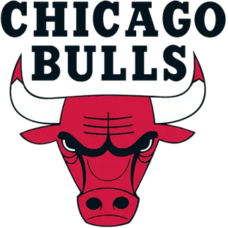 Logo chicago bulls rosso e bianco con testa di toro stilizzata e corna prominenti nella collezione chicago bulls