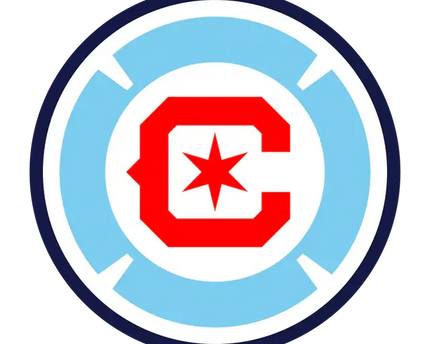 Logo rosso stilizzato a c con una stella allinterno su cerchi concentrici azzurri e bianchi per chicago fire fc