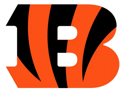 Logo dei cincinnati bengals con strisce arancioni e nere a forma di b stilizzata con accenti bianchi in collezione cincinnati bengals