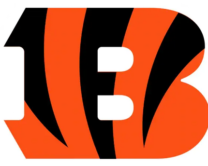 Logo dei cincinnati bengals con strisce arancioni e nere a forma di b stilizzata con accenti bianchi in collezione cincinnati bengals