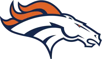 Il logo denver broncos presenta un cavallo bianco stilizzato con accenti arancioni e blu navy