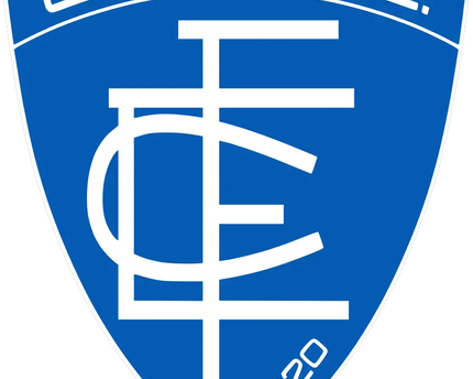 Il crest ufficiale dell empoli f c con scudo blu e scritte bianche stilizzate e l anno 1920