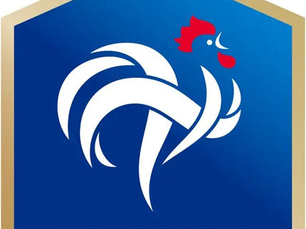 Lo stemma ufficiale della federazione francese di calcio con un gallo bianco su scudo blu bordato doro nella collezione francia