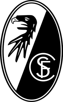 Emblema ovale bianco e nero con testa di aquila stilizzata e iniziali cs nel cerchio collezione freiburg