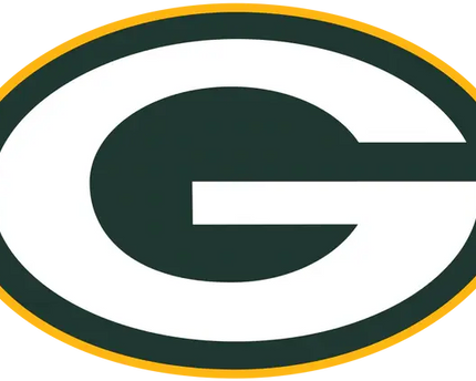 Logo dei Green Bay Packers con una G verde stilizzata e dettagli bianchi e oro in una cornice ovale