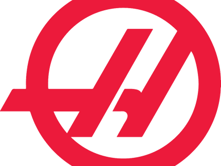 Logo rosso circolare con h stilizzata e linee diagonali incrociate su sfondo nero nella collezione haas