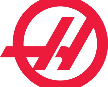 Logo rosso circolare con h stilizzata e linee diagonali incrociate su sfondo nero nella collezione haas