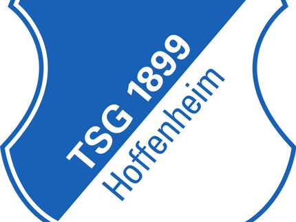 Crest a scudo blu e bianco con scritta tsg 1899 hoffenheim in grassetto nella collezione hoffenheim