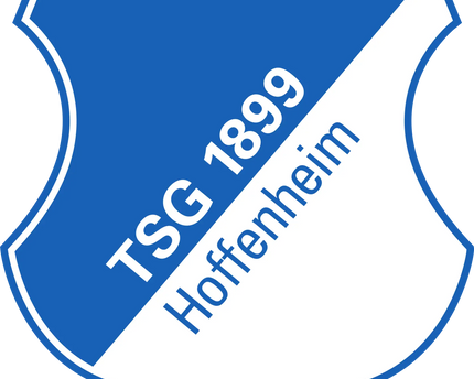 Crest a scudo blu e bianco con scritta tsg 1899 hoffenheim in grassetto nella collezione hoffenheim