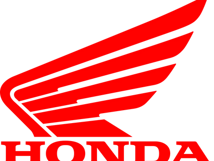 Logo rosso honda con design stilizzato ad ala sopra il nome del marchio nella collezione honda
