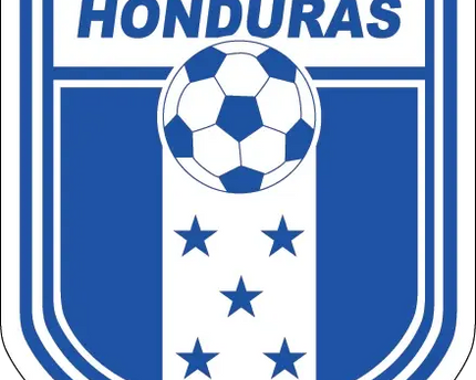 Cresta della nazionale di calcio honduras con scudo blu e bianco cinque stelle su pallone da calcio in collezione honduras
