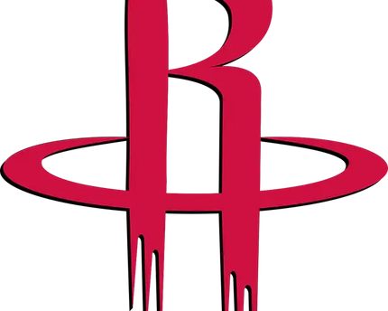 Logo dei houston rockets con h stilizzata rossa e effetto goccia su sfondo nero nella collezione houston rockets
