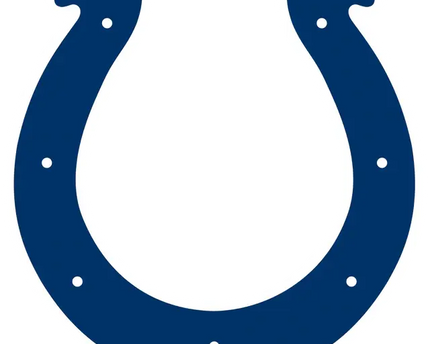 Logo degli indianapolis colts con un ferro di cavallo blu audace contornato di bianco e puntini lungo la curva