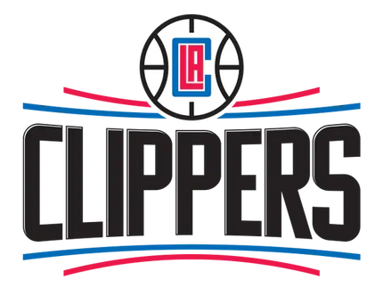 Logo dei los angeles clippers con pallacanestro e lettering la rosso e blu su sfondo bianco nella collezione la clippers