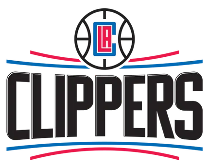 Logo dei los angeles clippers con pallacanestro e lettering la rosso e blu su sfondo bianco nella collezione la clippers