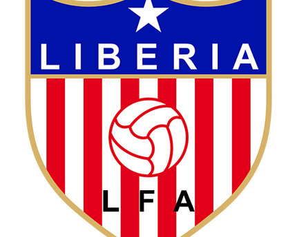 Lo stemma della liberia football association presenta uno scudo con strisce rosse e bianche e una palla da calcio centrale