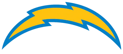 Logo iconico dei los angeles chargers con fulmine giallo e blu in una collezione los angeles chargers