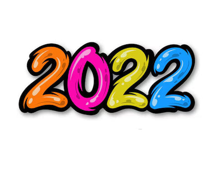 Numeri vibranti e lucidi 2022 in arancione rosa giallo e blu con contorni neri per maglie calcio di club 2022 23