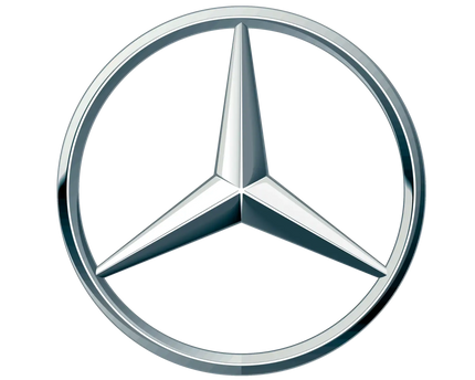 Emblema mercedes benz stella argentata a tre punte in anello metallico lucido in collezione mercedes
