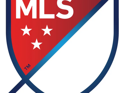 Logo a forma di scudo rosso e bianco con bordo blu con scritta mls bianca e tre stelle su sfondo rosso