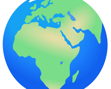 Globo stilizzato con oceani blu vivaci e terre verdi che mostra continenti come africa e europa nella collezione nazionali