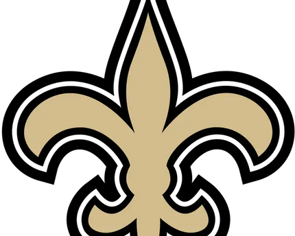 Logo gold fleur-de-lis con contorni neri e bianchi in collezione new orleans saints