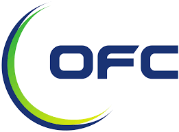 Logo blu e verde curvo con lettere ofc in maiuscolo grassetto nella collezione ofc-oceania