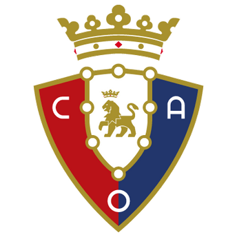 Lo stemma di osasuna è uno scudo diviso in rosso e blu con bordo dorato e lettere bianche c a o