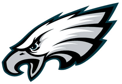 Logo philadelphia eagles con testa d’aquila stilizzata in bianco e verde scuro con contorni neri nella collezione philadelphia eagles